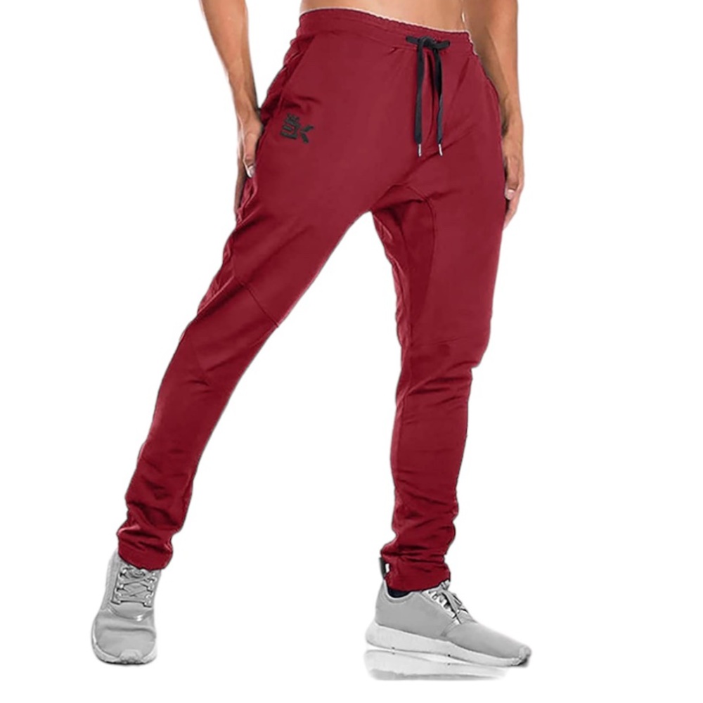 BROKIG Mens Jogger Sport Pants| Red| Large